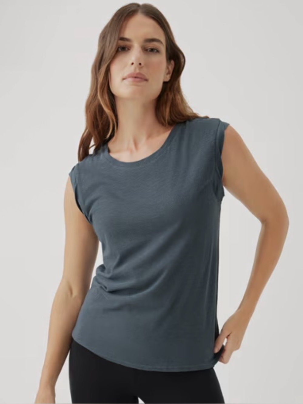 Pact Women’s Gray Ore Featherweight Slub Muscle Tee Shirt Size XL